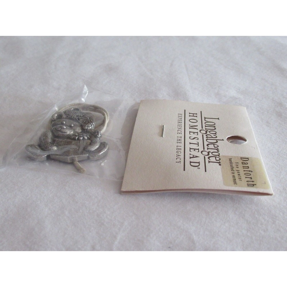 Longaberger SANTA BEAR Danforth Pewter USA Tie On Christmas Holidays USA Made - Picture 10 of 11